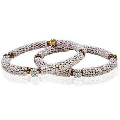 Japanese Akoya Cultured Pearl and Diamond Bracelet